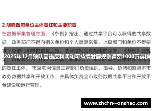 2025年12月狼队因违反利润和可持续发展规则遭罚1000万英镑 2025年12月狼队因违反利润和可持续发展规则遭罚1000万英镑